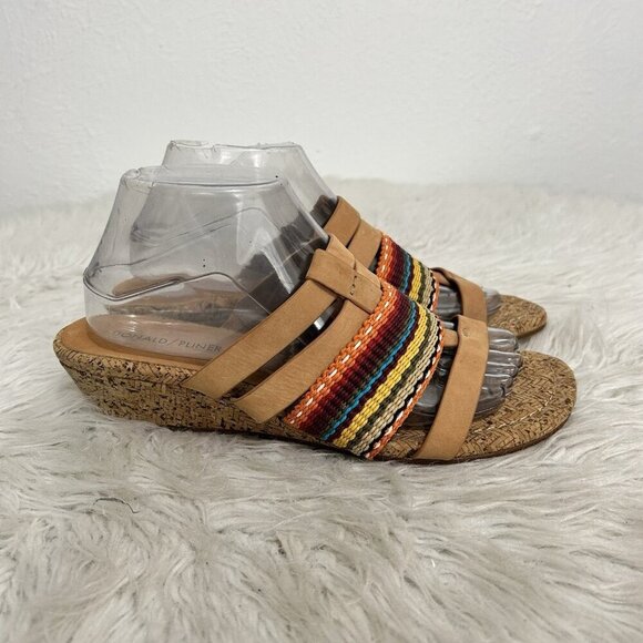 Donald J Pliner Rainbow Striped DARA Cork Wedge Sandal, Multi-Color Size 9M - Picture 4 of 10